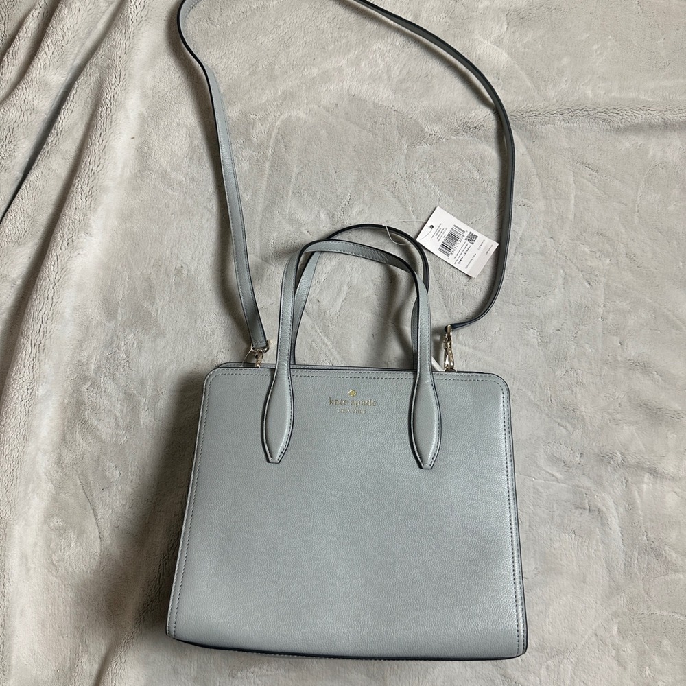 New! Kate Spade Rowe Medium Top Zip Satchel Pebble Leather‎ in Avalon Mist - Picture 3 of 10